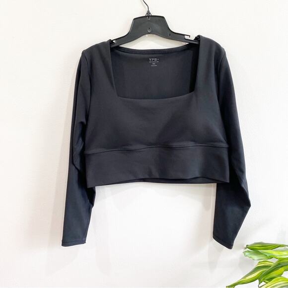 Abercrombie & Fitch YPB Sculptlux Long Sleeve Slim Squareneck Top in Black - Picture 2 of 7